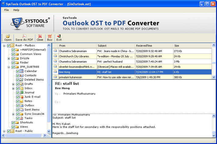OST Emails Convert to PDF 1.2